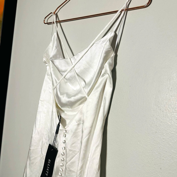 NWT Elliat Aisle Satin White Wedding Bride Slip Cowl Neck Maxi Dress Size Small - Picture 8 of 16